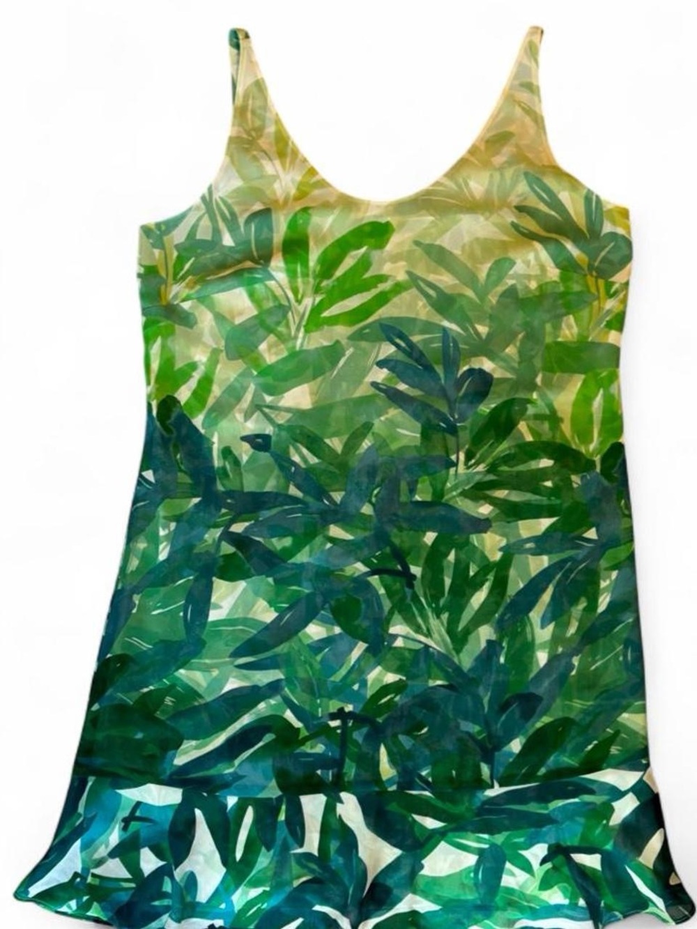 CAbi Green Leaf-Print Midi Dress